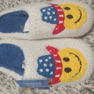 Smiley Face Slippers with Blue Interior
